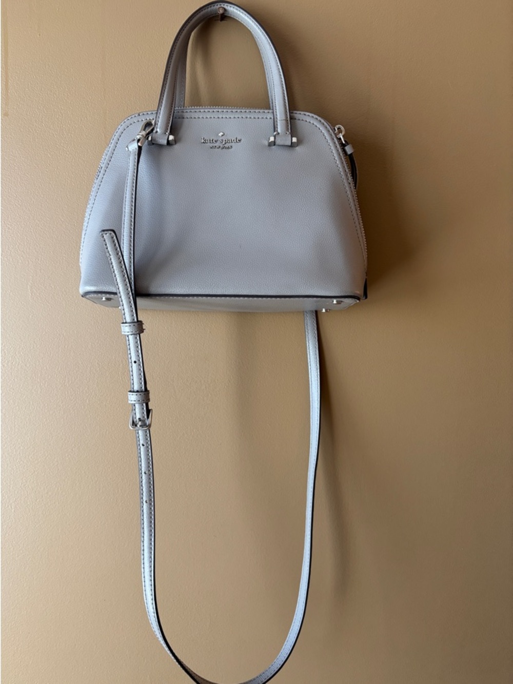kate spade light gray mini dome crossbody satchel